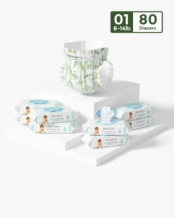 A Bundle Of Bamboo Diapers And Water Wipes