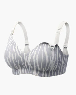 SMOOTH - Ultra Soft Gray Zebra Maternity Nursing Bra -GlowNest Store 8 de9359c1 a0ea 4461 8126 66f4901c8504