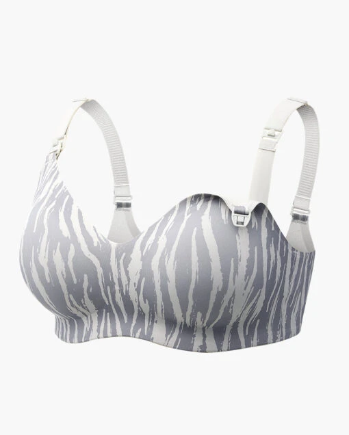 SMOOTH - Ultra Soft Gray Zebra Maternity Nursing Bra - Image 9