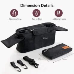 Stroller Organizer With Cup Holders -GlowNest Store Black 04 8a42b796 5e5a 47fe 84d5 6ba356978b3f