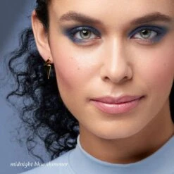 Midnight Blue Shimmer Eyeshadow 101 Stick -GlowNest Store ES101 MidnightBlueShimmer Model ECommerce JPG