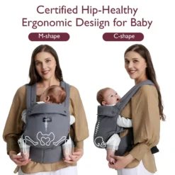 Baby Carrier Newborn To Toddler - Grey Color -GlowNest Store Grey 03 06a5cec3 8793 4e09 a347 d95259e4f42e