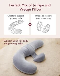 Original F Shaped Pregnancy Pillows With Adjustable Wedge Pillow -GlowNest Store Grey 04