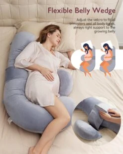 Original F Shaped Pregnancy Pillows With Adjustable Wedge Pillow -GlowNest Store Grey 05