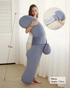 Original F Shaped Pregnancy Pillows With Adjustable Wedge Pillow -GlowNest Store Grey 08