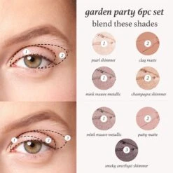 Bestseller 6 Piece Eyeshadow 101 Crème-to-Powder Waterproof Eyeshadow Stick Set -GlowNest Store Julep ES101 EyeBundle gardenpartyshadepairingsDiagram V2 ECommerce JPG