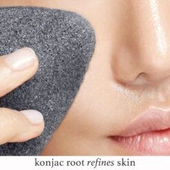 Charcoal Konjac Face Sponge Exfoliating Cleansing Tool -GlowNest Store Julep PDP KonjacSpongeCharcoal model ECommerce JPG